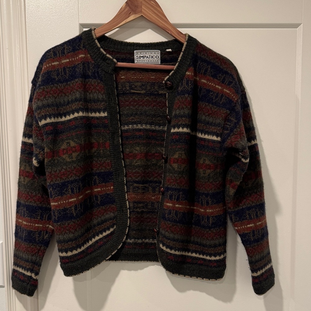 Women's Multicolor Patterned Wool-Blend Cardigan